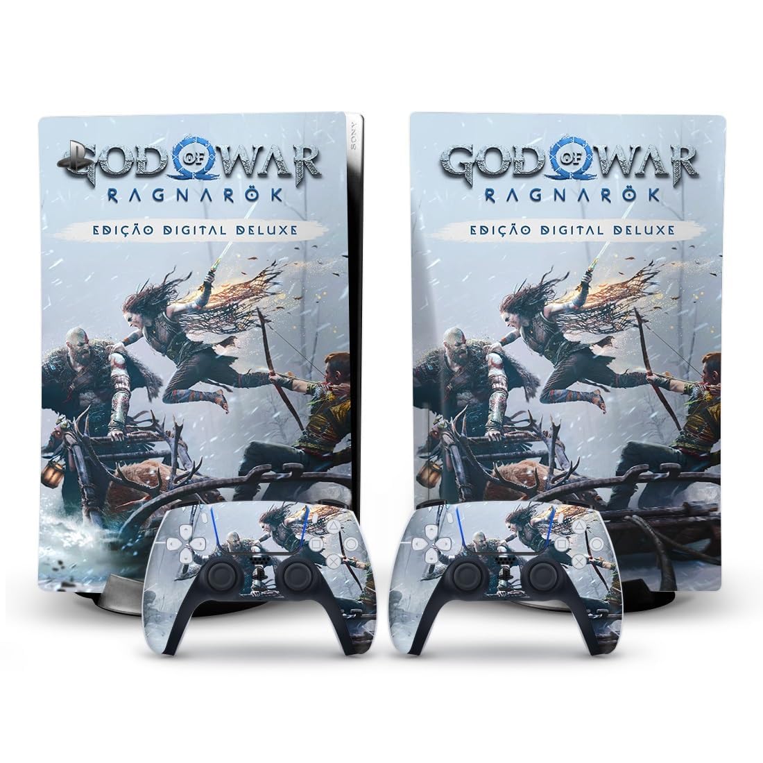 God War Regna Rock Pic UV 3m Vinyl Sticker Decals for 5 Disk Version Console & Two Dual Sense 5 Sticker Skins Ps5 Skin Console & 2 Controller Design